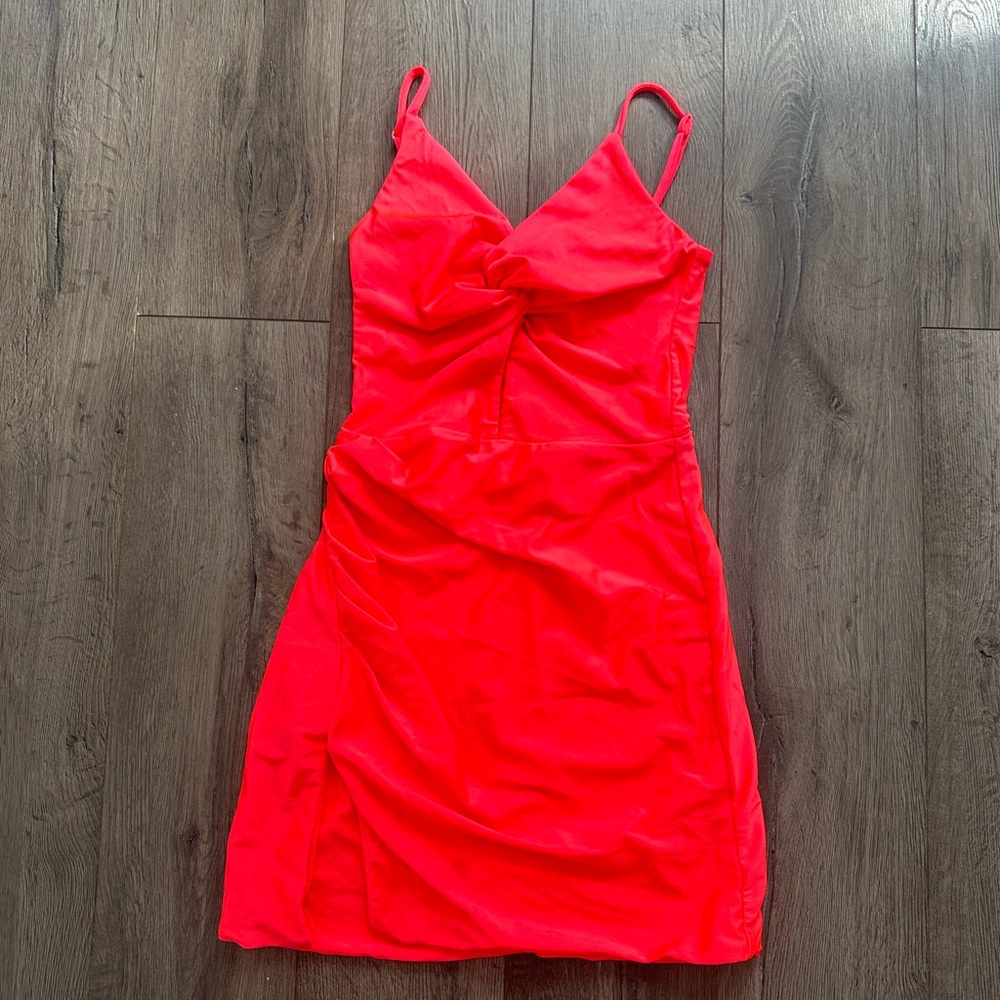 Tiger Mist Cartia Mini Dress in Coral Size Small